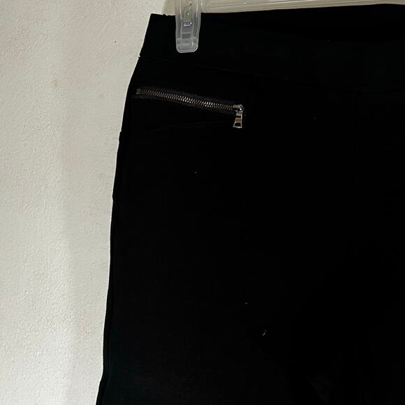 Ann Taylor Black Pull-on Straight Ankle Pants Large/Tall Zippered Pockets - Picture 4 of 16